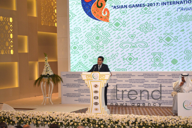 Ashgabat and Turkmenbashi host "Asian Games 2017" International sports congress. Turkmenistan, April,8, 2017