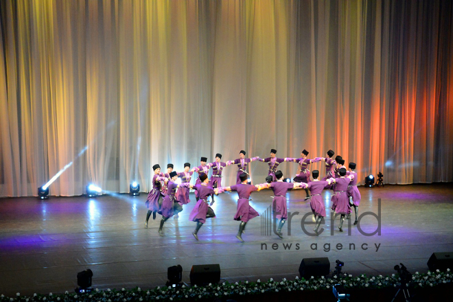 Performance of State Dance Ensemble of the Azerbaijan State Philharmonic Hall named after Muslim Magomayev at the opening ceremony of the first Baku Shopping Festival. Azerbaijan, 10 april, 2017