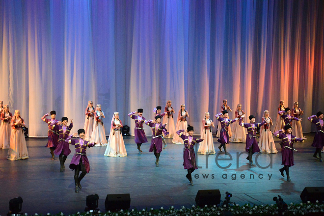 Performance of State Dance Ensemble of the Azerbaijan State Philharmonic Hall named after Muslim Magomayev at the opening ceremony of the first Baku Shopping Festival. Azerbaijan, 10 april, 2017