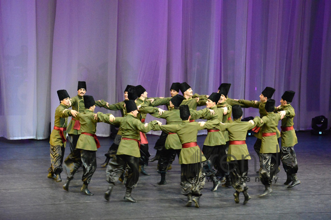 Performance of State Dance Ensemble of the Azerbaijan State Philharmonic Hall named after Muslim Magomayev at the opening ceremony of the first Baku Shopping Festival. Azerbaijan, 10 april, 2017