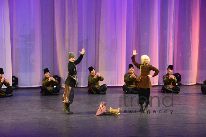 Performance of State Dance Ensemble of the Azerbaijan State Philharmonic Hall named after Muslim Magomayev at the opening ceremony of the first Baku Shopping Festival. Azerbaijan, 10 april, 2017