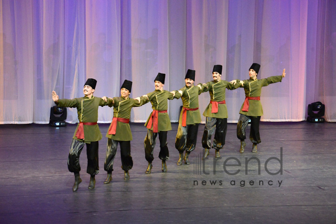 Performance of State Dance Ensemble of the Azerbaijan State Philharmonic Hall named after Muslim Magomayev at the opening ceremony of the first Baku Shopping Festival. Azerbaijan, 10 april, 2017