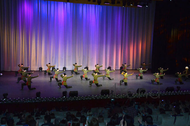 Performance of State Dance Ensemble of the Azerbaijan State Philharmonic Hall named after Muslim Magomayev at the opening ceremony of the first Baku Shopping Festival. Azerbaijan, 10 april, 2017