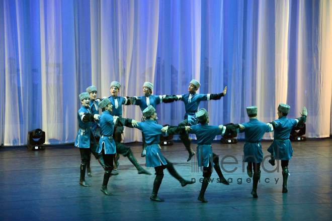 Performance of State Dance Ensemble of the Azerbaijan State Philharmonic Hall named after Muslim Magomayev at the opening ceremony of the first Baku Shopping Festival. Azerbaijan, 10 april, 2017