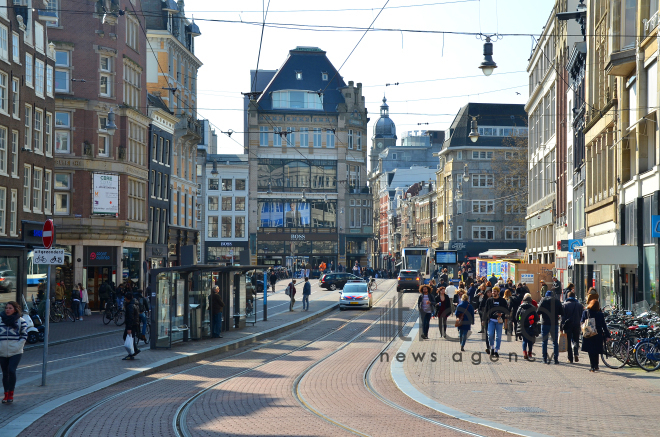 Amsterdamda bir gün. Hollandiya, 13 aprel, 2017