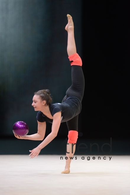 Bakıda bədii gimnastika üzrə Dünya Kuboku iştirakçılarının podium məşqləri keçirilir. Azərbaycan, 27 aprel, 2017