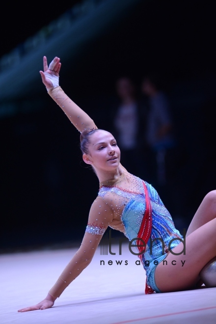 Bakıda bədii gimnastika üzrə Dünya Kuboku iştirakçılarının podium məşqləri keçirilir. Azərbaycan, 27 aprel, 2017