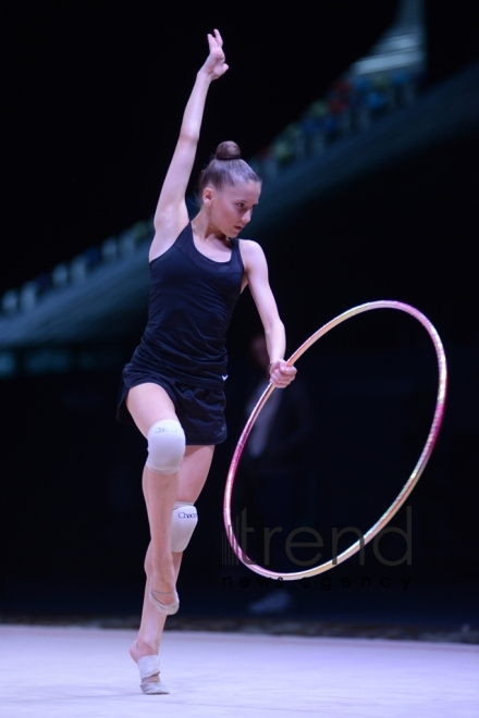 Bakıda bədii gimnastika üzrə Dünya Kuboku iştirakçılarının podium məşqləri keçirilir. Azərbaycan, 27 aprel, 2017