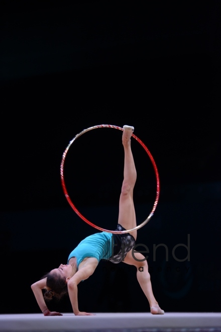 Bakıda bədii gimnastika üzrə Dünya Kuboku iştirakçılarının podium məşqləri keçirilir. Azərbaycan, 27 aprel, 2017