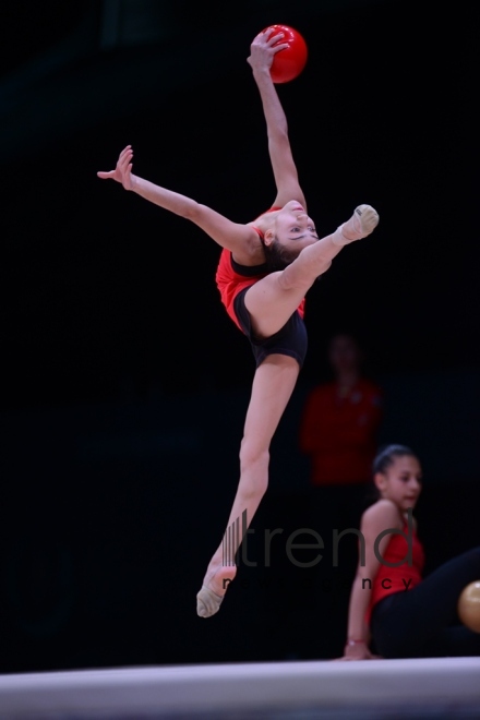 Bakıda bədii gimnastika üzrə Dünya Kuboku iştirakçılarının podium məşqləri keçirilir. Azərbaycan, 27 aprel, 2017