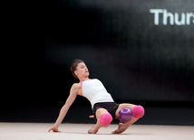 Bakıda bədii gimnastika üzrə Dünya Kuboku iştirakçılarının podium məşqləri keçirilir.