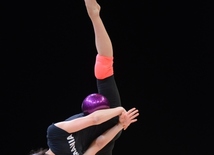 Bakıda bədii gimnastika üzrə Dünya Kuboku iştirakçılarının podium məşqləri keçirilir.