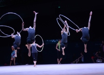 Bakıda bədii gimnastika üzrə Dünya Kuboku iştirakçılarının podium məşqləri keçirilir.