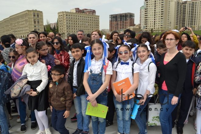 Day of reading held at Heydar Aliyev Center`s park. Azerbaijan, Baku, 29 April, 2017