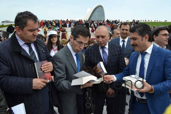 Day of reading held at Heydar Aliyev Center`s park. Azerbaijan, Baku, 29 April, 2017