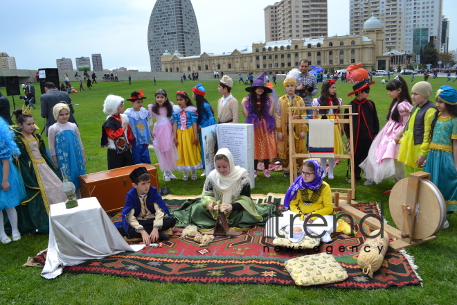 Day of reading held at Heydar Aliyev Center`s park. Azerbaijan, Baku, 29 April, 2017