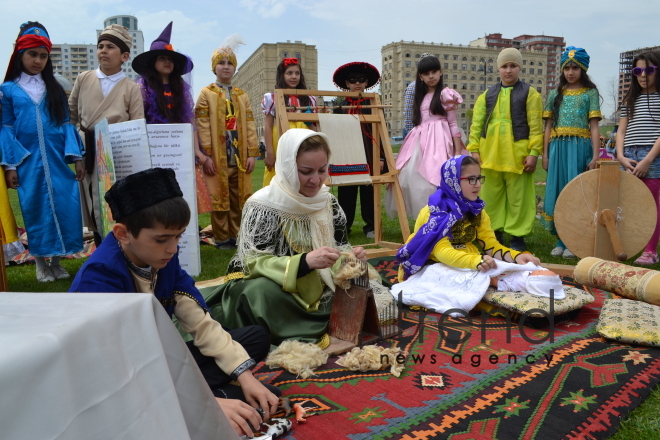 Day of reading held at Heydar Aliyev Center`s park. Azerbaijan, Baku, 29 April, 2017