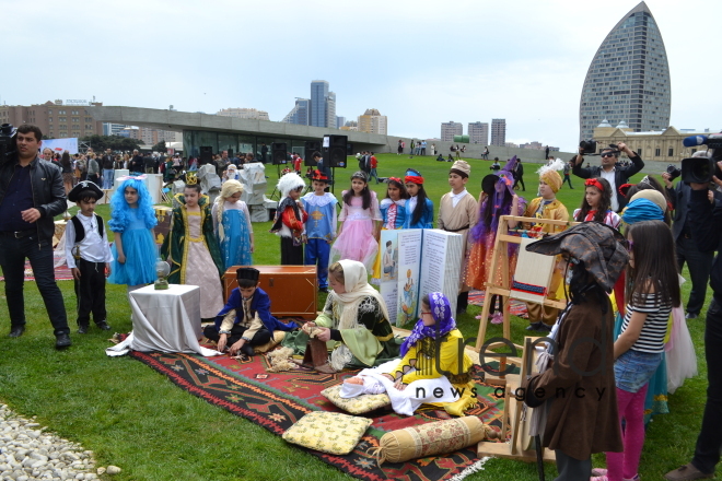 Day of reading held at Heydar Aliyev Center`s park. Azerbaijan, Baku, 29 April, 2017