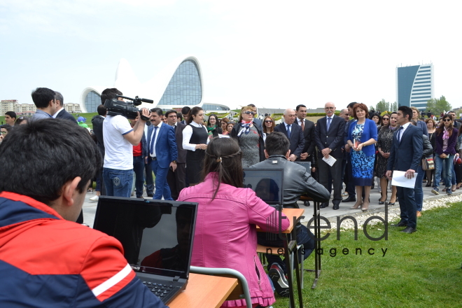 Day of reading held at Heydar Aliyev Center`s park. Azerbaijan, Baku, 29 April, 2017