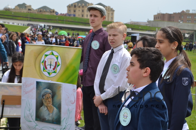 Day of reading held at Heydar Aliyev Center`s park. Azerbaijan, Baku, 29 April, 2017