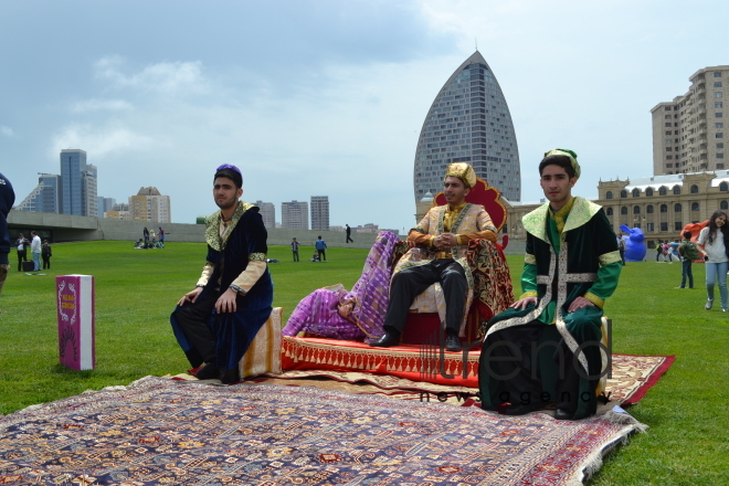 Day of reading held at Heydar Aliyev Center`s park. Azerbaijan, Baku, 29 April, 2017