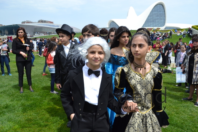 Day of reading held at Heydar Aliyev Center`s park. Azerbaijan, Baku, 29 April, 2017