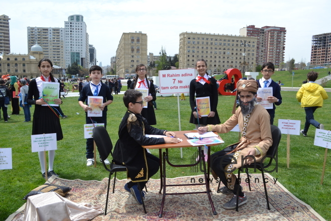 Day of reading held at Heydar Aliyev Center`s park. Azerbaijan, Baku, 29 April, 2017