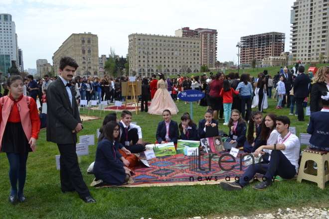 Day of reading held at Heydar Aliyev Center`s park. Azerbaijan, Baku, 29 April, 2017