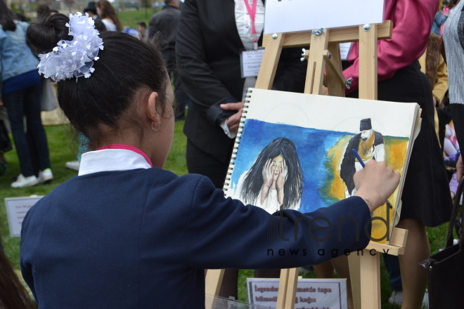 Day of reading held at Heydar Aliyev Center`s park. Azerbaijan, Baku, 29 April, 2017