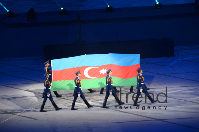 Bakı Olimpiya Stadionunda IV İslam Həmrəyliyi Oyunlarının bağlanış mərasimi. Azərbaycan, Bakı, 22 may, 2017