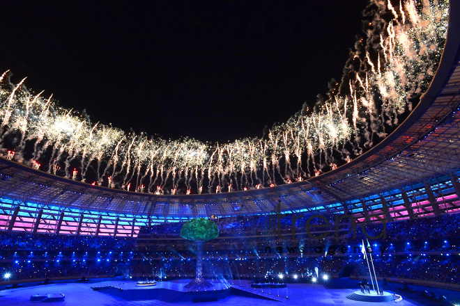 Bakı Olimpiya Stadionunda IV İslam Həmrəyliyi Oyunlarının bağlanış mərasimi. Azərbaycan, Bakı, 22 may, 2017