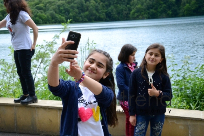 Lake Goygyol is the pearl of the Goygyol National Park. Azerbaijan, 21st of june, 2017