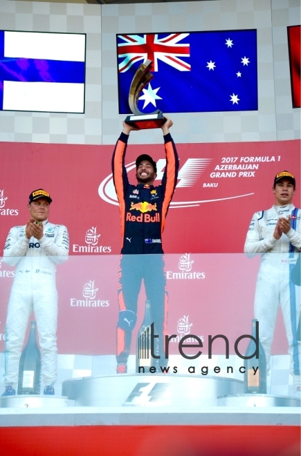 Daniel Ricciardo wins F1 Azerbaijan Grand Prix. Baku, June 25th, 2017