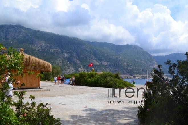 Ölüdeniz national park (Blue Lagoon) - at the intersection point of the Aegean Sea and the Mediterranean Sea. Turkey, Fethiye, June 29, 2017