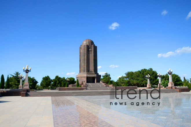 Mausoleum of the great Azerbaijani poet and philosopher Nizami Ganjavi in the city of Ganja. Azerbaijan, July 7th 2017
