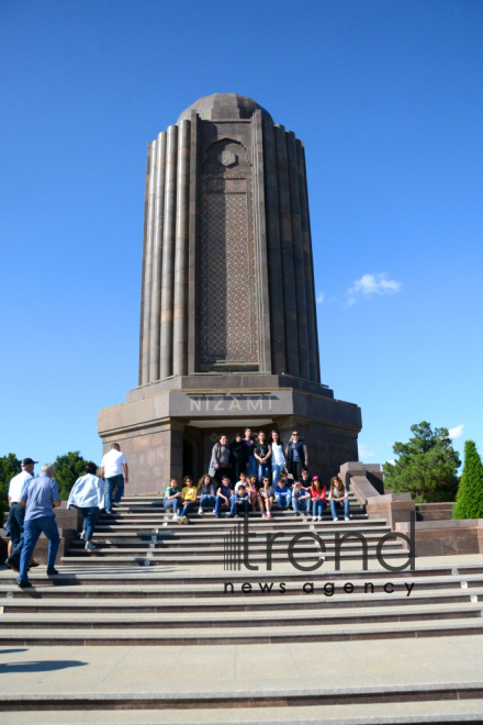 Mausoleum of the great Azerbaijani poet and philosopher Nizami Ganjavi in the city of Ganja. Azerbaijan, July 7th 2017
