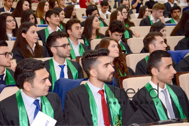 First graduation ceremony at Baku Higher Oil School. Azerbaijan, Baku, 14th July, 2017
