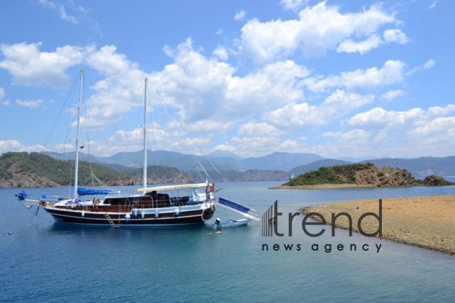 Trip through islands of Aegean Sea. Turkey, Fethiye, July 17th, 2017