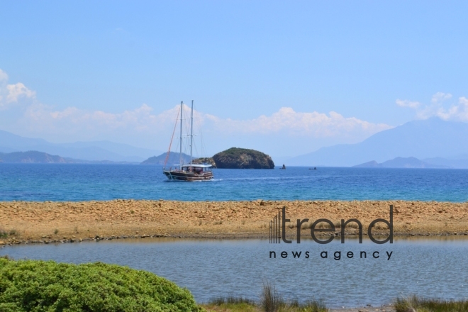 Trip through islands of Aegean Sea. Turkey, Fethiye, July 17th, 2017