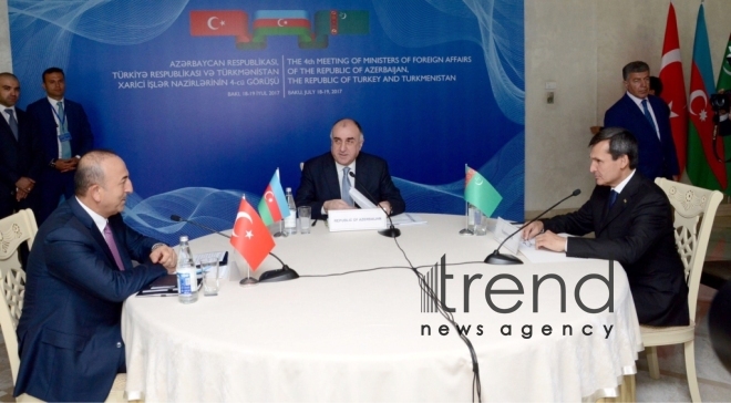 Azerbaijani, Turkmen, Turkish FMs mull preparation for summit of presidents. Azerbaijan, Baku, July 19, 2017