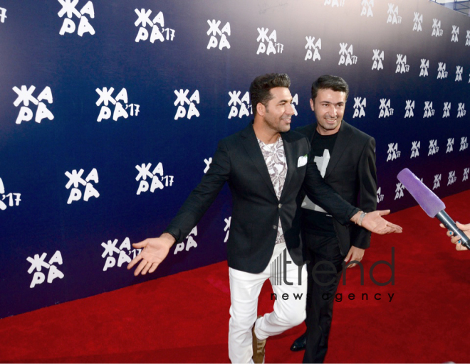 Stars on red carpet of Zhara international festival in Baku. Azerbaijan, july 29, 2017