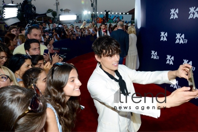 Stars on red carpet of Zhara international festival in Baku. Azerbaijan, july 29, 2017