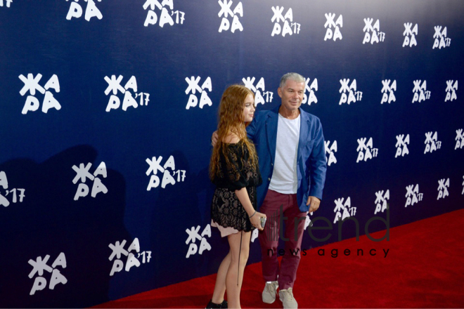 Stars on red carpet of Zhara international festival in Baku. Azerbaijan, july 29, 2017