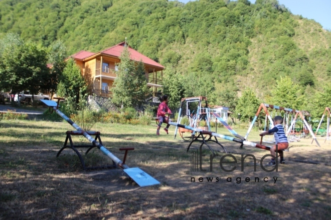 Ancient mountain village of Ilisu - state reserve. Azerbaijan, Gakh, august 14, 2017