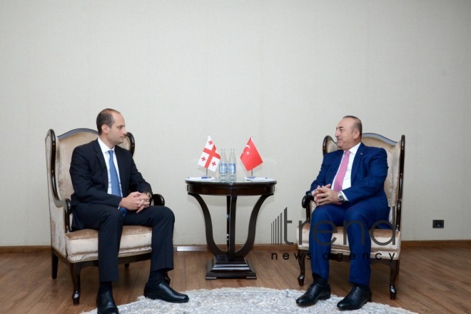 Azerbaijani, Georgian, Turkish FMs hold tripartite consultations in Baku. Azerbaijan, september 6, 2017
