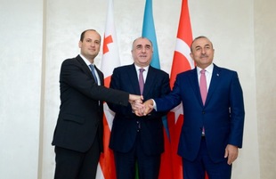 Azerbaijani, Georgian, Turkish FMs hold tripartite consultations in Baku. Azerbaijan, september 6, 2017
