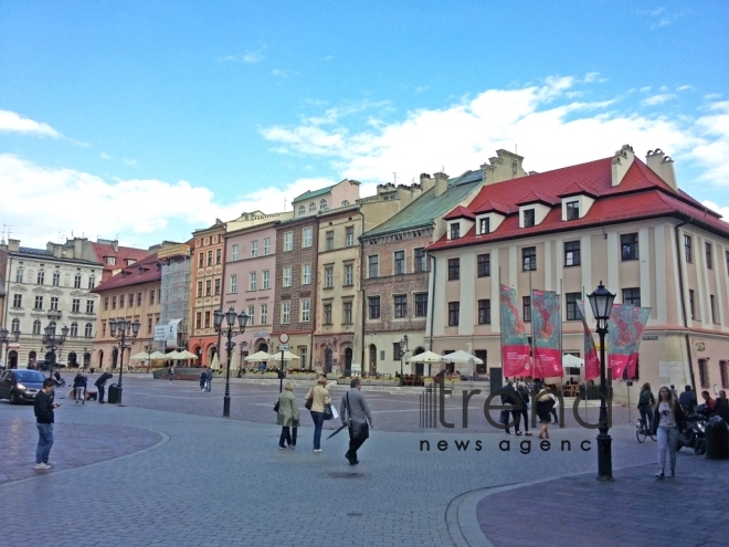 Market square (Rynek Glowny) in heart of Krakow. Poland, Krakow, september 14, 2017 