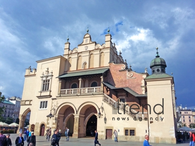 Market square (Rynek Glowny) in heart of Krakow. Poland, Krakow, september 14, 2017 