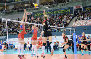 Azerbaijan’s volleyball squad defeats German team at European championship. Azerbaijan, Baku, September 29, 2017