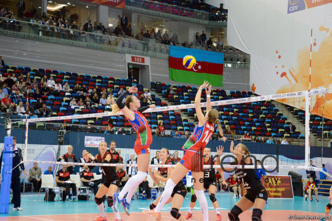 Azerbaijan’s volleyball squad defeats German team at European championship. Azerbaijan, Baku, September 29, 2017